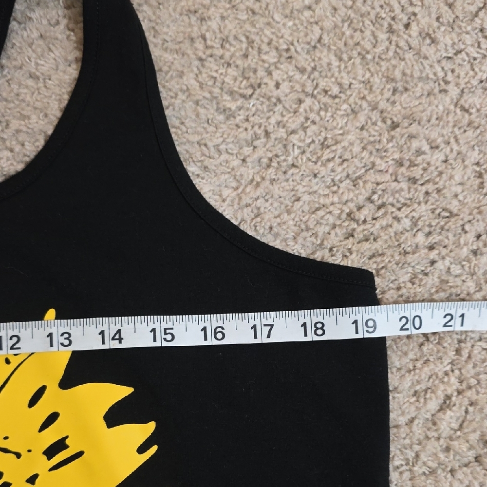 Yellow Sunflower Print Black Tank Top - Picture 7 of 8